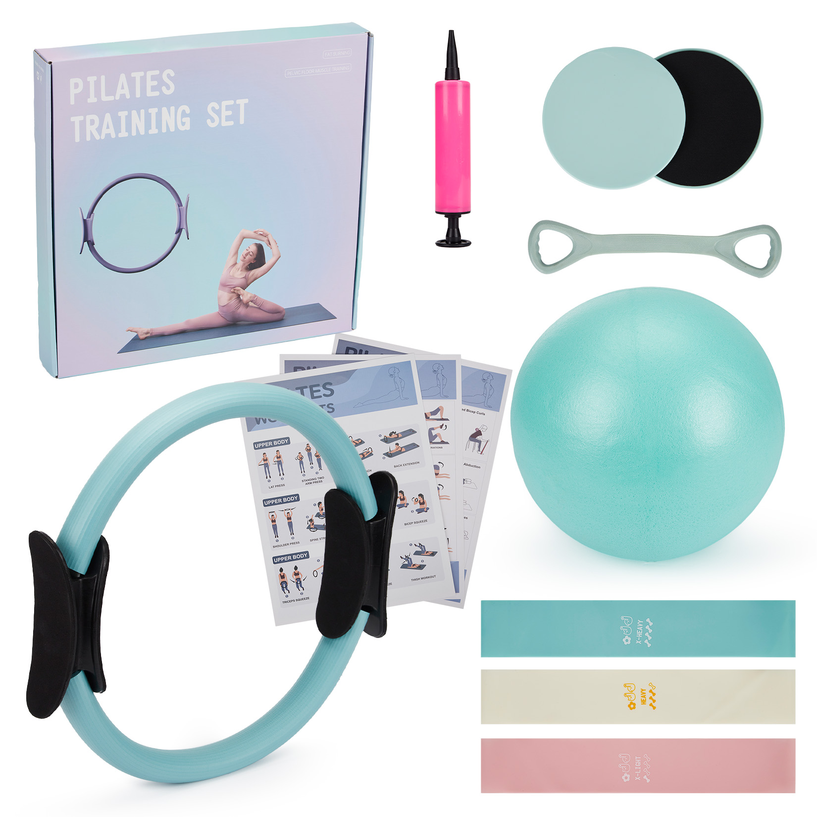 Pilates Toning Ball - Pilates Training Set, 6-in-1 Pilates Ring,
